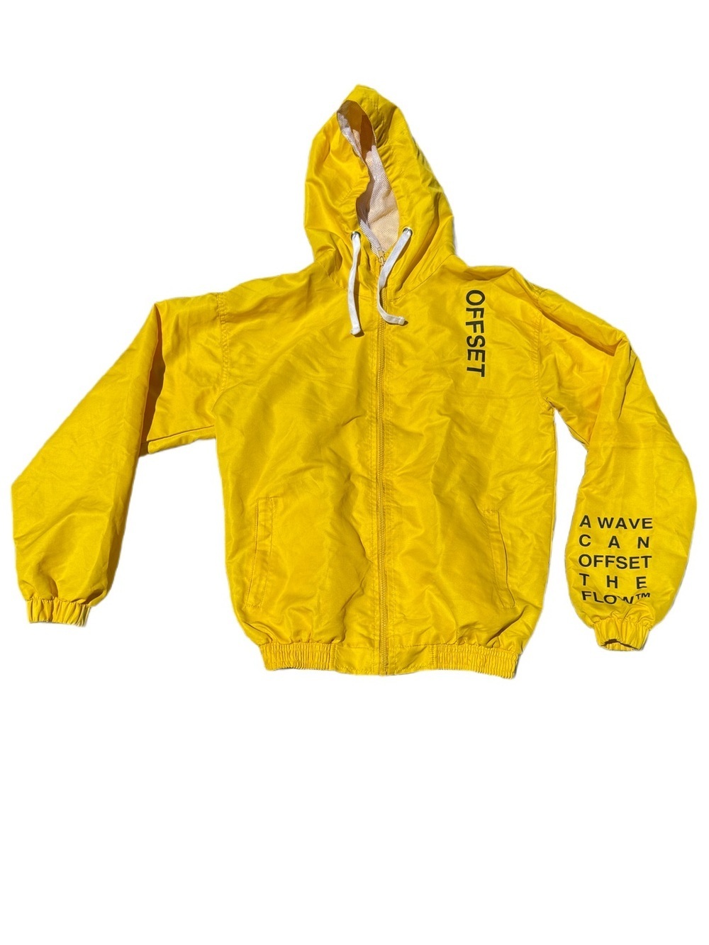 Yellow 'OFFSET' Graphic Zip Hoodie raincoat